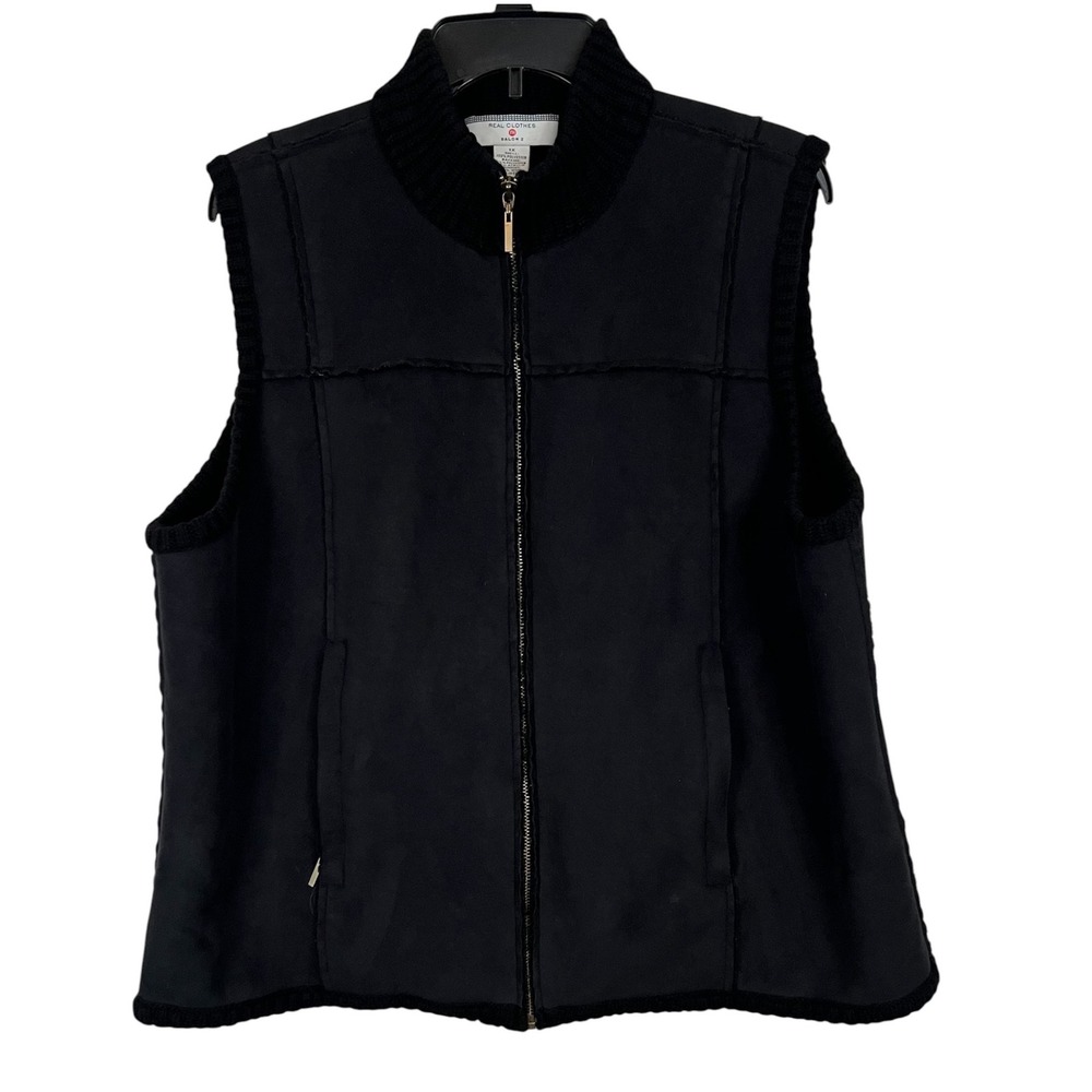VTG - Real Clothes Saks Fifth Ave Women's Vest Black Full Zip - Sz. 1x